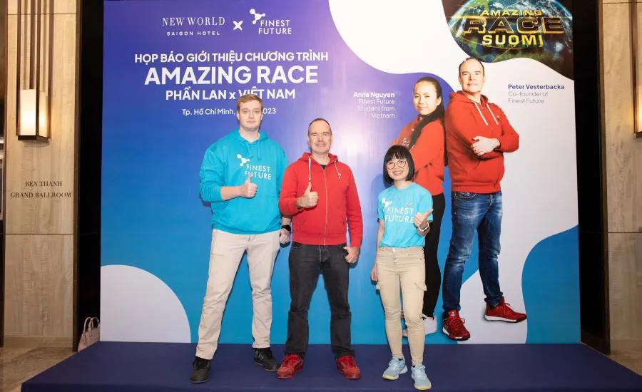 Tuomas Tiilikainen and Peter Vesterbacka at the Amazing Race Finland × Vietnam press conference